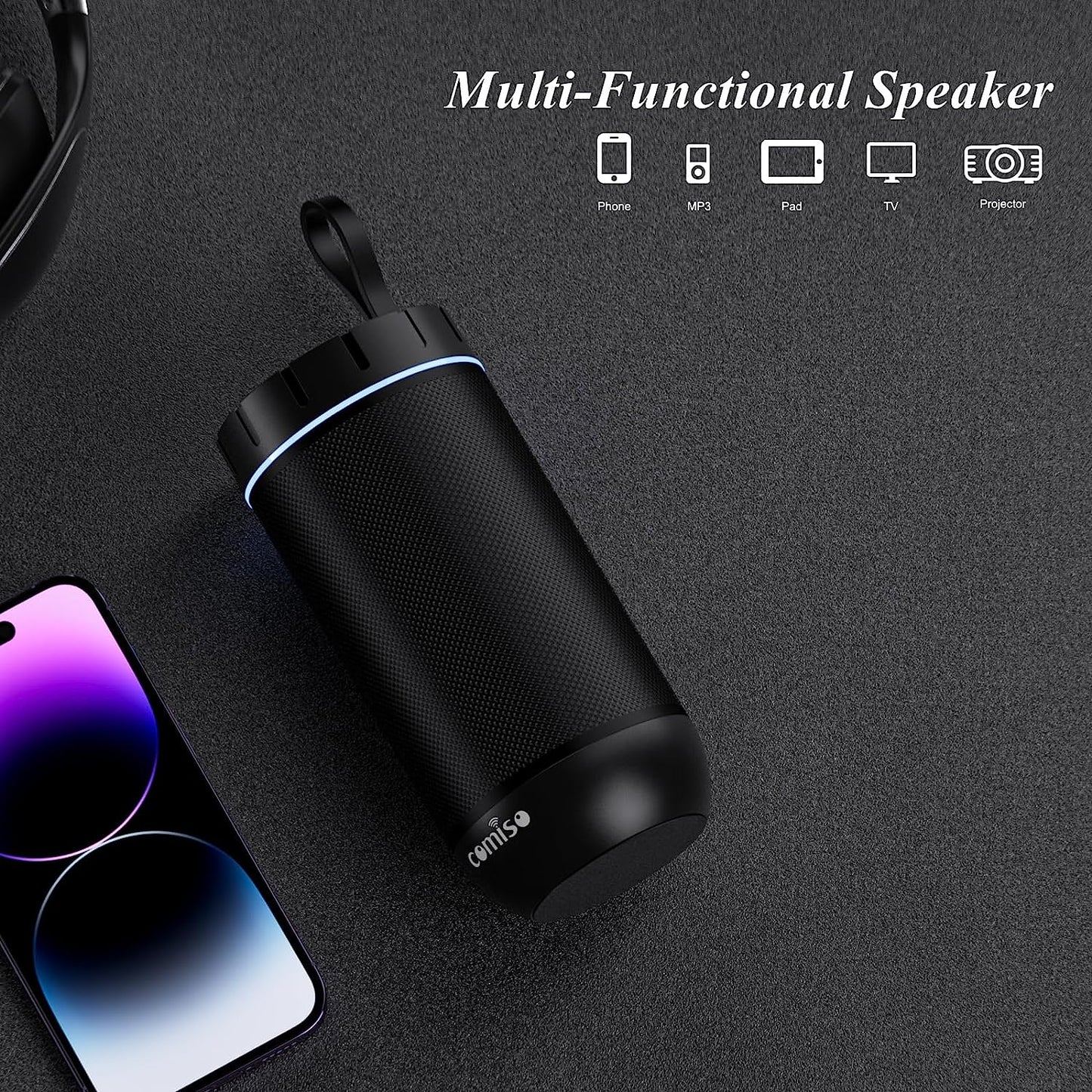 Bluetooth Speaker, IP65 Waterproof Portable Speaker with 360° HD Surround Sound, Punchy Bass, Wireless TWS Pairing, 24H Playtime, Wireless Speakers for Home/Outdoor/Camping/Beach, Birthday Gift
