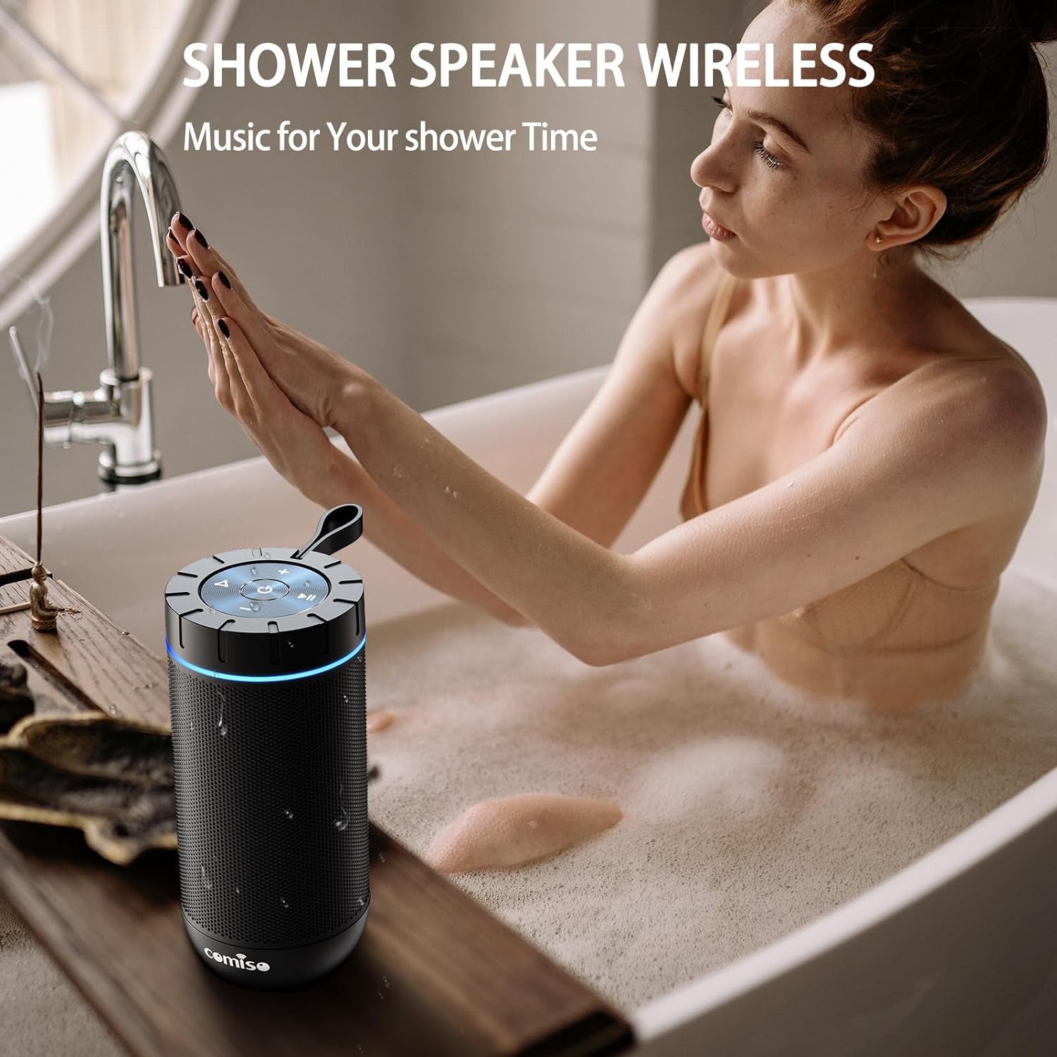 Bluetooth Speaker, IP65 Waterproof Portable Speaker with 360° HD Surround Sound, Punchy Bass, Wireless TWS Pairing, 24H Playtime, Wireless Speakers for Home/Outdoor/Camping/Beach, Birthday Gift